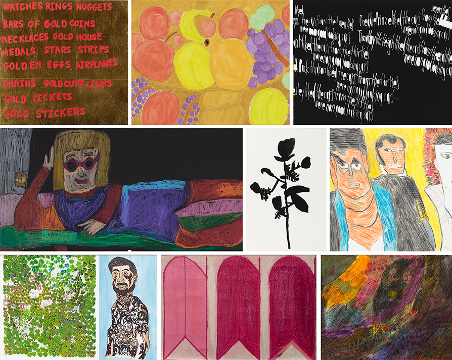 mosaic of artworks by Creativity Explored artists